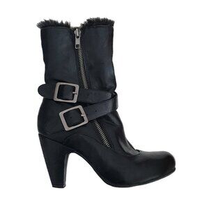 White Mountain Winter Boots, Black w/Buckle Accent, Faux Fur Lining, Size 5M